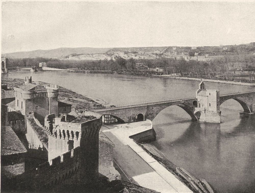 VAUCLUSE. Le Rhône, à Avignon 1902 old antique vintage print picture